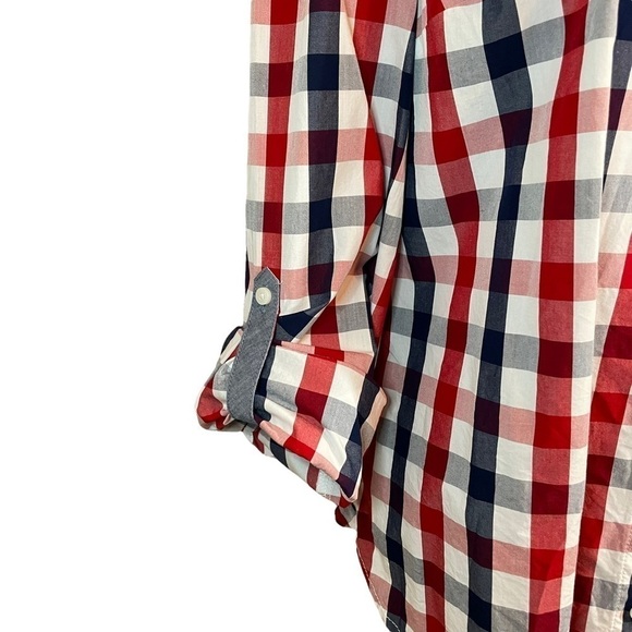 Tommy Hilfiger Red White Blue Roll Tab Check Poplin Button Down Shirt Top  Med. - Picture 11 of 16